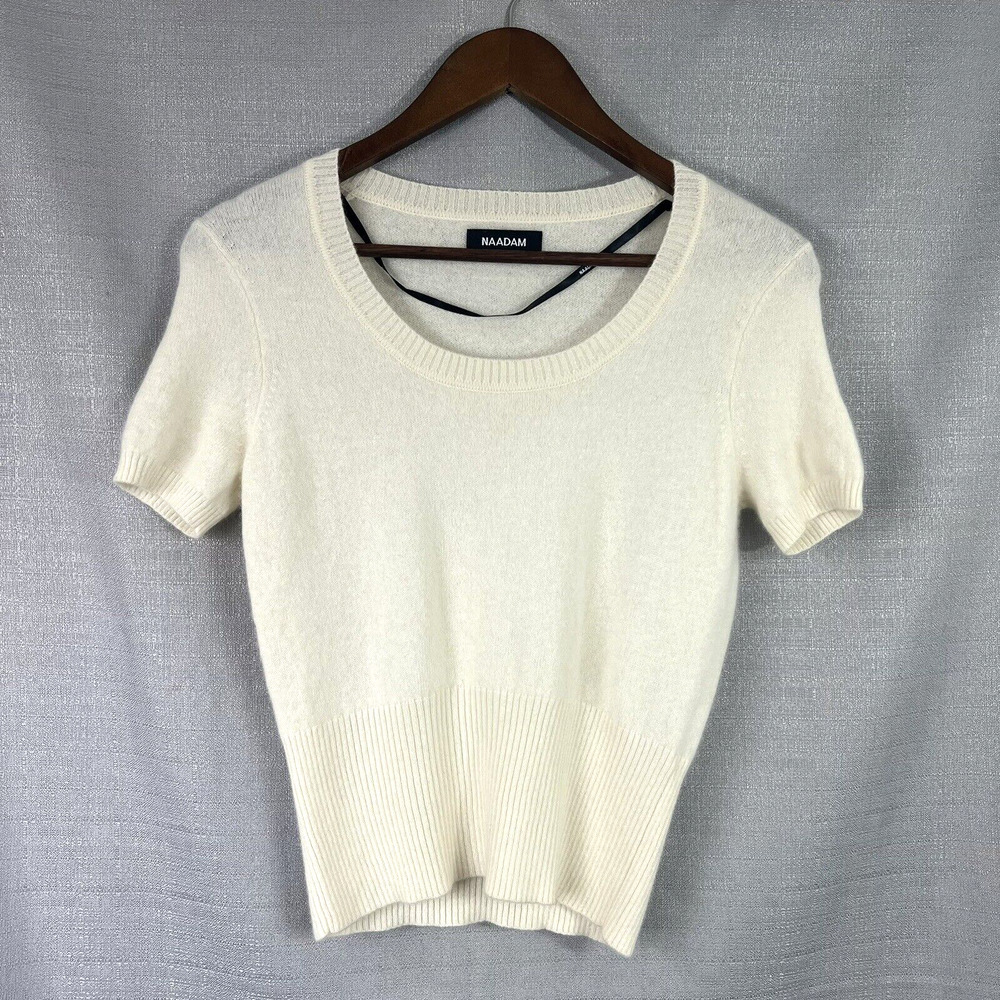 NAADAM Cream Short-Sleeve Crew Neck Sweater
